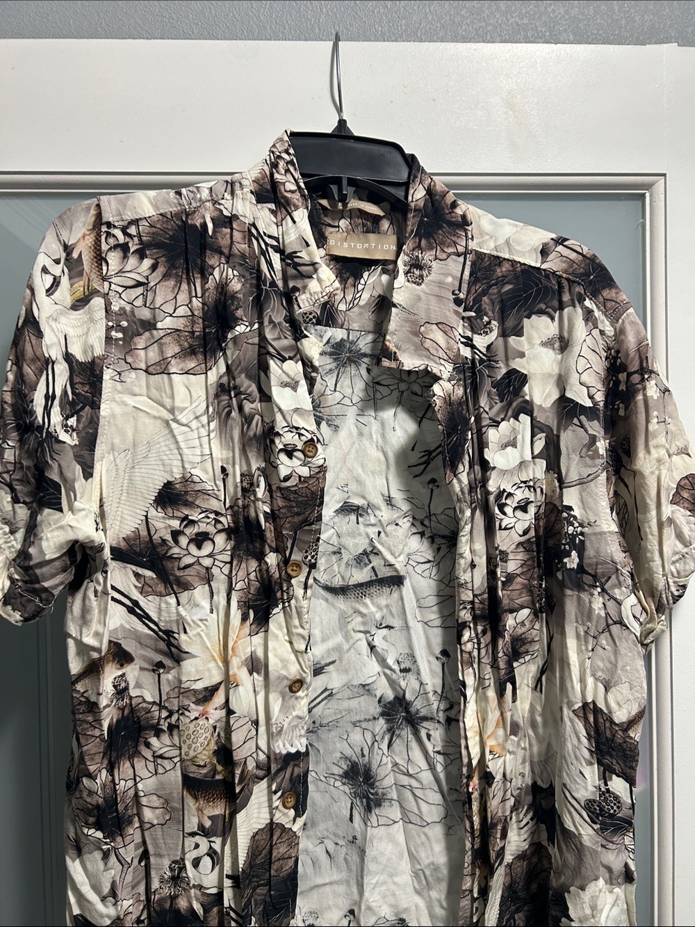 Lightweight Floral Shirt Jacket in Cream & Brown
